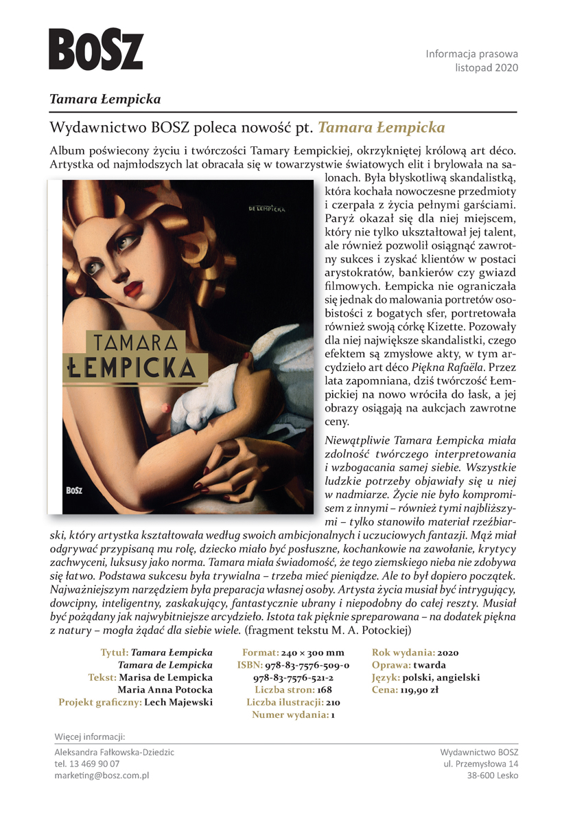 Album „Tamara Łempicka” - premiera wydawnictwa BOSZ